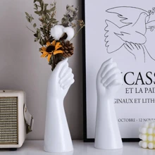 Uno stampo in silicone a forma di mano per vasi moderni, stampo in cemento per cemento, vaso da fiori, portapenne, stampo in resina per gesso, decorazione fai-da-te per la casa - Rosa - Visualizzare 7