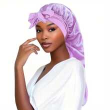 ZTZI Braid Bonnet With Tie Band Soft Breathable Sleeping Night Cap Elegant Solid Color Extra Long Satin Bonnets For Women Girls - Multicolor - View 9