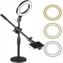 Selfie LED Ring Light 6" With Round Stand For YouTubee/  Video REcoording - Multicolor - View 1