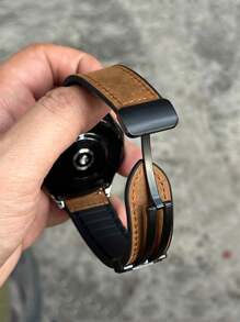 1 件硅胶皮革磁性智能手表表带，兼容华为，兼容 Fitbit Versa 2 1，兼容三星 Galaxy Watch 6 5 4 40mm 44mm，Galaxy Watch 5 Pro 45mm/Watch 6 4 Classic 42mm 46mm 43mm 47mm/Active 2，适合 20mm 和 22mm 手表，男女通用 - 棕色 - 查看 4