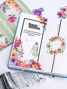 20 Stücke/Beutel Stickerbuch Sammelalbum Zubehör, kreatives Stickerbuch aus PET wasserdichtem Material, leicht abziehbar durch Stanzformen, zarte Figuren, Pflanzen, Blumen, zur Dekoration von Notizbuch, Fotorahmen, Handyhülle, Wasserbecher, Junk Magazin, Sammelalbum DIY