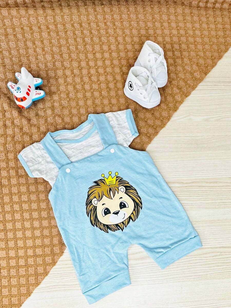 Conjunto Jardineira + Camisa Kauê - Azul bebê - Visão 1