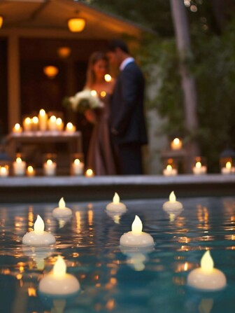 12 stuks luxe drijvend LED-kaarslicht, waterdicht vlamloos theelicht geschikt voor bruiloft, feest, restaurant, zwembad, spa, decoreren en creëren van een romantische sfeer (inclusief batterij) [Licht aan als het water ontmoet] Instructies: het kan niet werken zonder water. Wanneer het in water wordt geplaatst, wordt het automatisch ingeschakeld.
