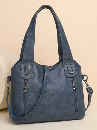 Fashionable Solid Color Leather Shoulder Bag, Vintage PU Crossbody Bag For Daily Commute, Work, Front And Back Zipper Pocket, Large Capacity Women's Handbag, Eye-Catching Work Bags For Women