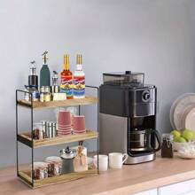 Lechay Bathroom Counter Organizer, Wood Bathroom Organizer Countertop Storage Shelf, Bathroom Trays For Counter, Standing Rack Organizer Cosmetic Holder, Kitchen Spice Rack Bathroom Tray - 棕色 - 查看 5