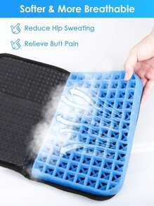 16.5" X 12" Big Size Portable Gel Seat Cushion Travel Cushion For Office Chair Car Wheelchair Long Sitting , Relief Sciatica Coccyx Pain - 黑色 - 查看 1