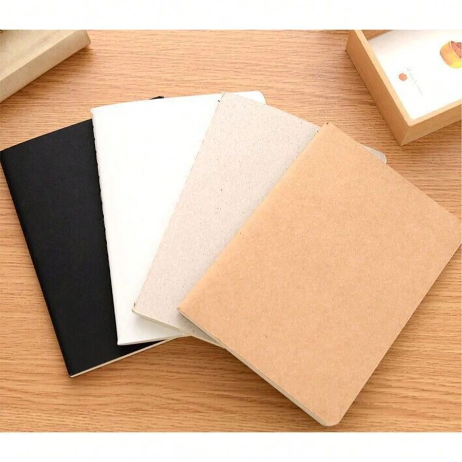 A6 Notebook Small Memo Pad Portable Diary 44 Sheets Kraft Hardcover Quality Paper Blank Page School Stationery Supplies - Brown - View 1