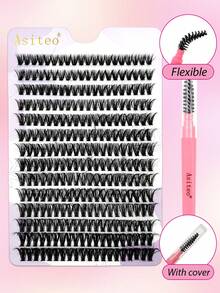 Asiteo 280 Pcs 40D DIY Eyelashes Natural  Extension Thick Volume Individual Cluster Lashes And Brush Tools, Lash Clusters Kit - Multicolor - View 5
