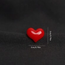 Cute 2pcs Women's Red Heart Shaped Plastic Brooch Pin For Clothes, Shoes, Bags Accessories Valentine's Day