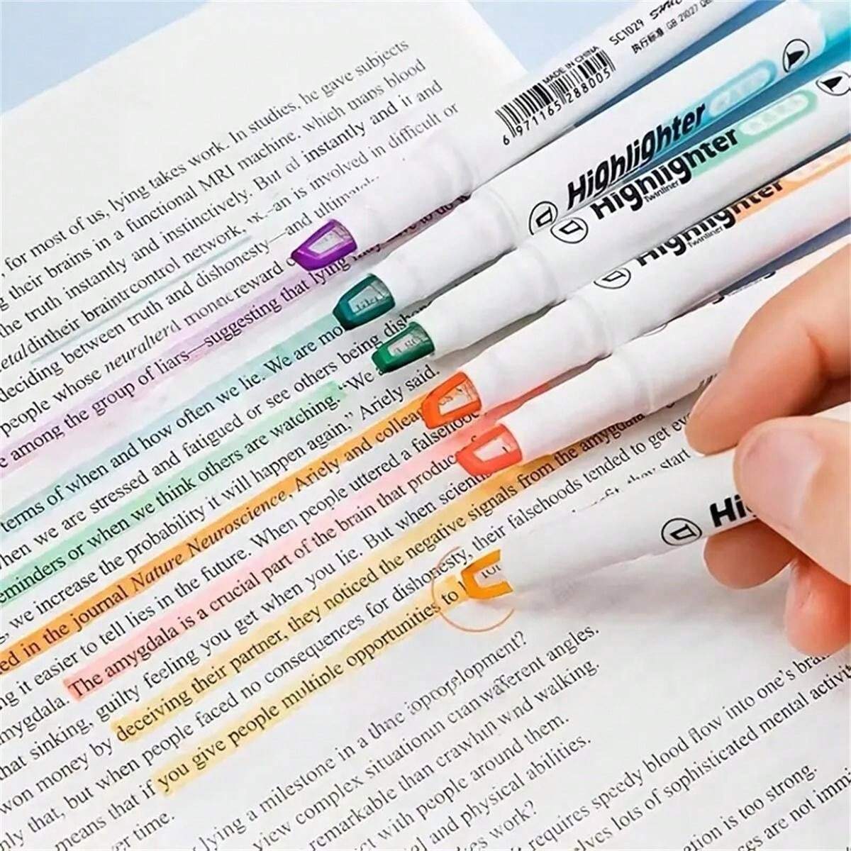 Double Tip Highlighter Pens Macaron Color Markers Midliner Pastel