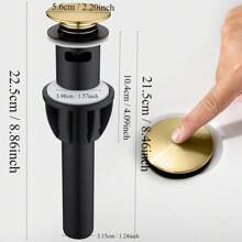 1入組帶溢流孔彈簧式浴室水槽排水器-刷金PVD槽式排水器，適用於浴室設備，1 3/4英寸孔防堵水槽塞 - 彩色 - 查看 11