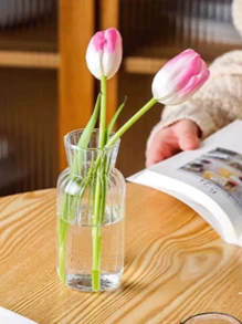 1pc Nordic Style Hydroponic Glass Flower Vase, Home Decor Transparent Ornament For Living Room Decoration,Home Decor,Flower Vase,Centerpiece,Table Decor Glass Vase - Clear - View 6