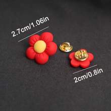 Cute 2pcs Women's Red Heart Shaped Plastic Brooch Pin For Clothes, Shoes, Bags Accessories Valentine's Day