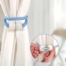 2 Stücke magnetische Vorhangbinder mit Kunstperle, Vorhangbinder ohne Haken für Schlafzimmer, Wohnzimmer Dekoration