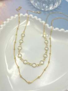 KIT 2 Choker Colar de bola Tifanny delicado + Colar Com bolinhas transparentes  banhado a prata 925a ouro 18K