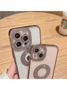 1 Peça Capa De Telefone Transparente Decoração Com Pedras Strass, Compatível Com Iphone 16/16Pro/16Plus/16ProMax