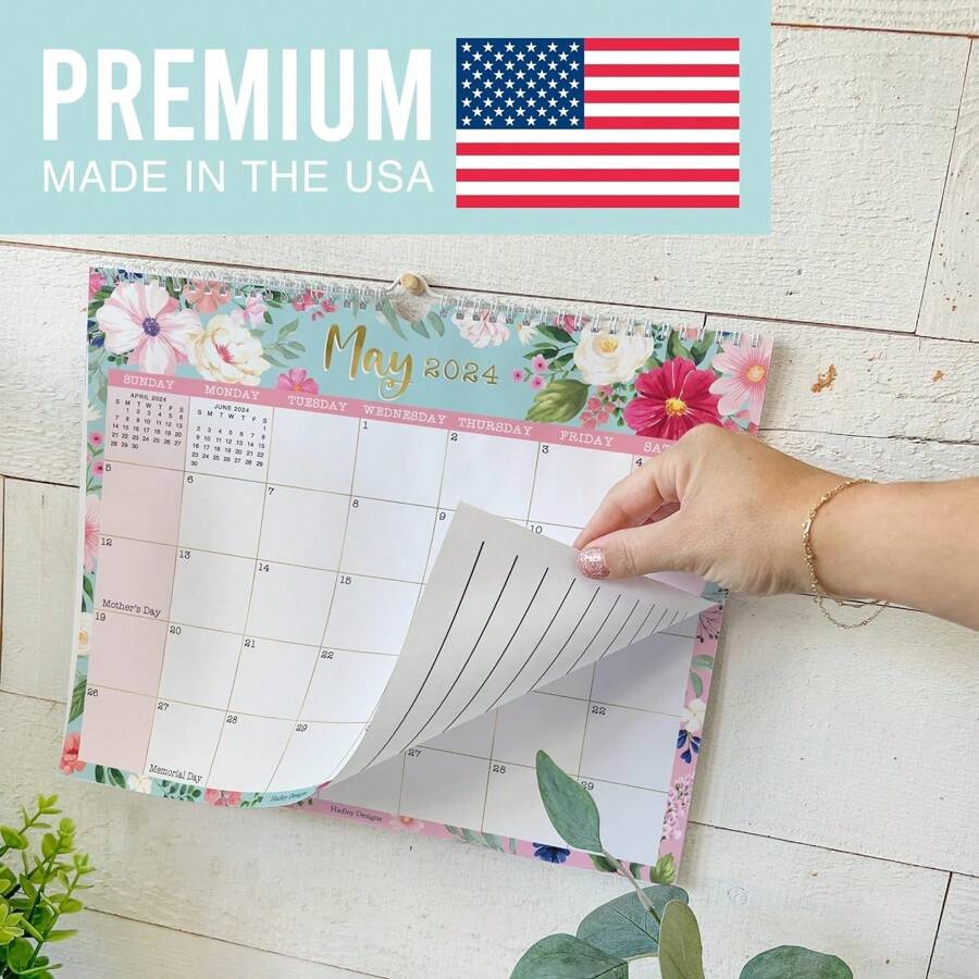 Floral large wall calendar 2024 2025 18 month wall calendar 2024 2025