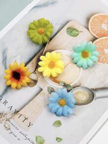 15 件花朵发夹，多色 1.5 雏菊花发夹鳄鱼夹，适合女孩女孩婚礼发饰海滩度假发饰和 DIY 项目 - 彩色 - 查看 3