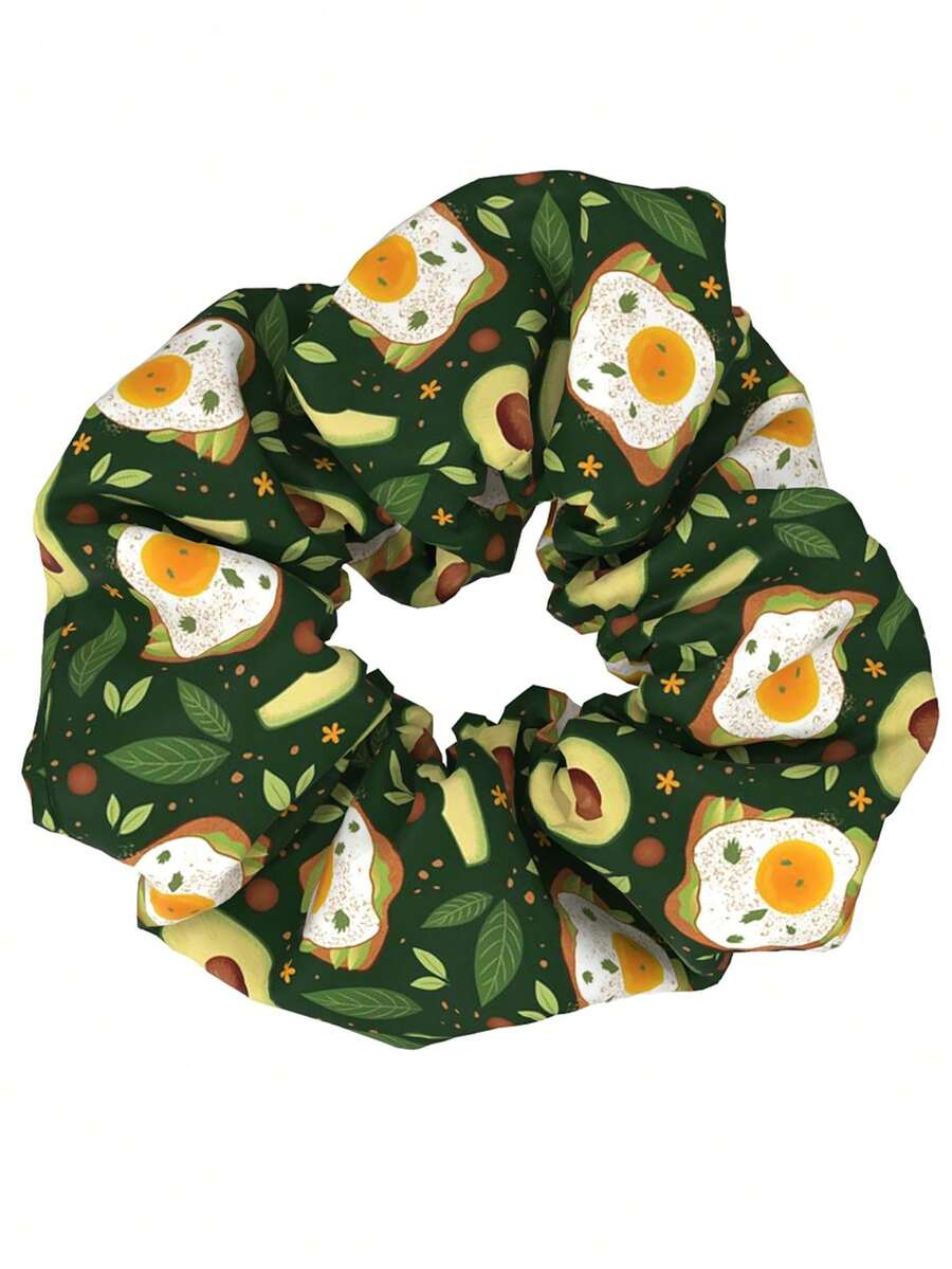 Scrunchie de moño en color aguacate para mujeres, banda elástica para el cabello con diseño de tela impresa,herramientas para el cabello accesorios para el cabello accesorios para el pelo - Multicolor - Ver 1