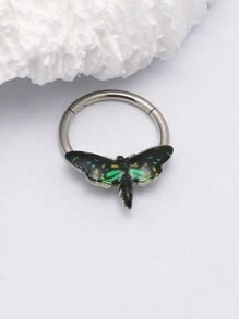 1pc Stainless Steel Drop-Shaped Moth Design Nose Ring - Multicolor - View 12