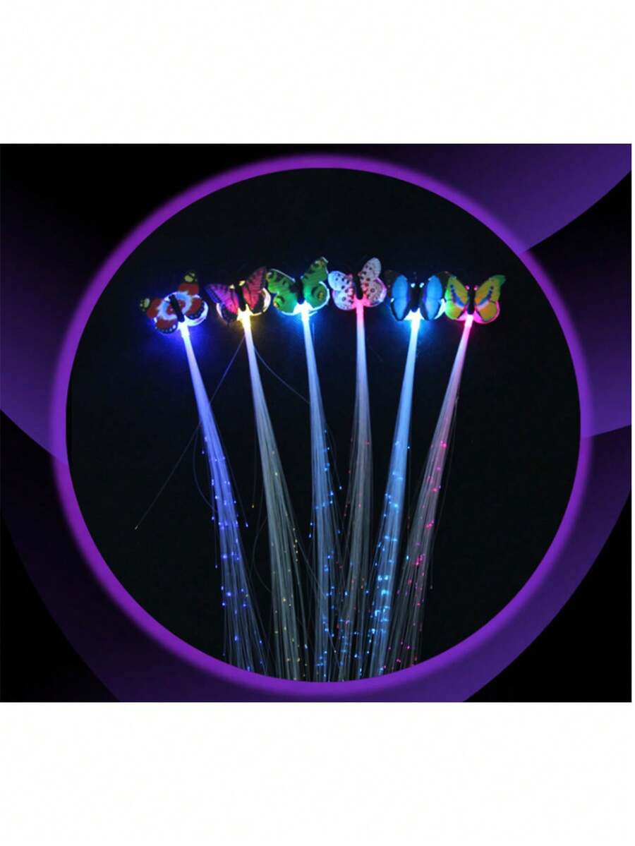 1/5pcs LED Light Up Butterfly Fiber Optic Hair Braid, Multicolor