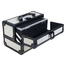 Portable Multi-Tray Cosmetic Storage Box With Makeup Mirror - 白色 - 查看 2