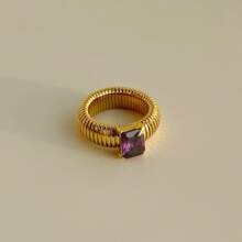 Nhẫn Cubic Zirconia nhiều màu sắc mới dành cho nữ Nhẫn kim loại mờ vuông dày phong cách cổ điển trang sức ngón trỏ cá nhân hóa Quà tặng cho các cô gái Hip Hop - Nhẫn - Xem 16