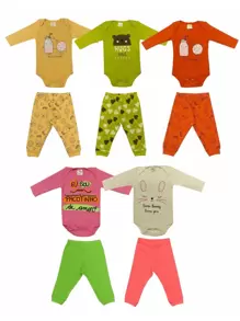 Baby Girl Bodysuit 1 Winter Long Sleeve Bodysuit + 1 Pants/Shorts - 彩色 - 查看 4