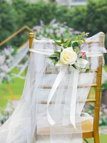 1PC Outdoor Wedding And Wedding Car Rearview Mirror Decoration Flower, Chair Back Flower Decoration, Simulation Flower Wedding Car Decoration, Wedding Car With Suction Cup Flower Accessories, Mori Style Simulation Flower Wedding Photography Banquet Party Hotel Chair Back Flower Accessories Halloween Valentine's Day Valentines