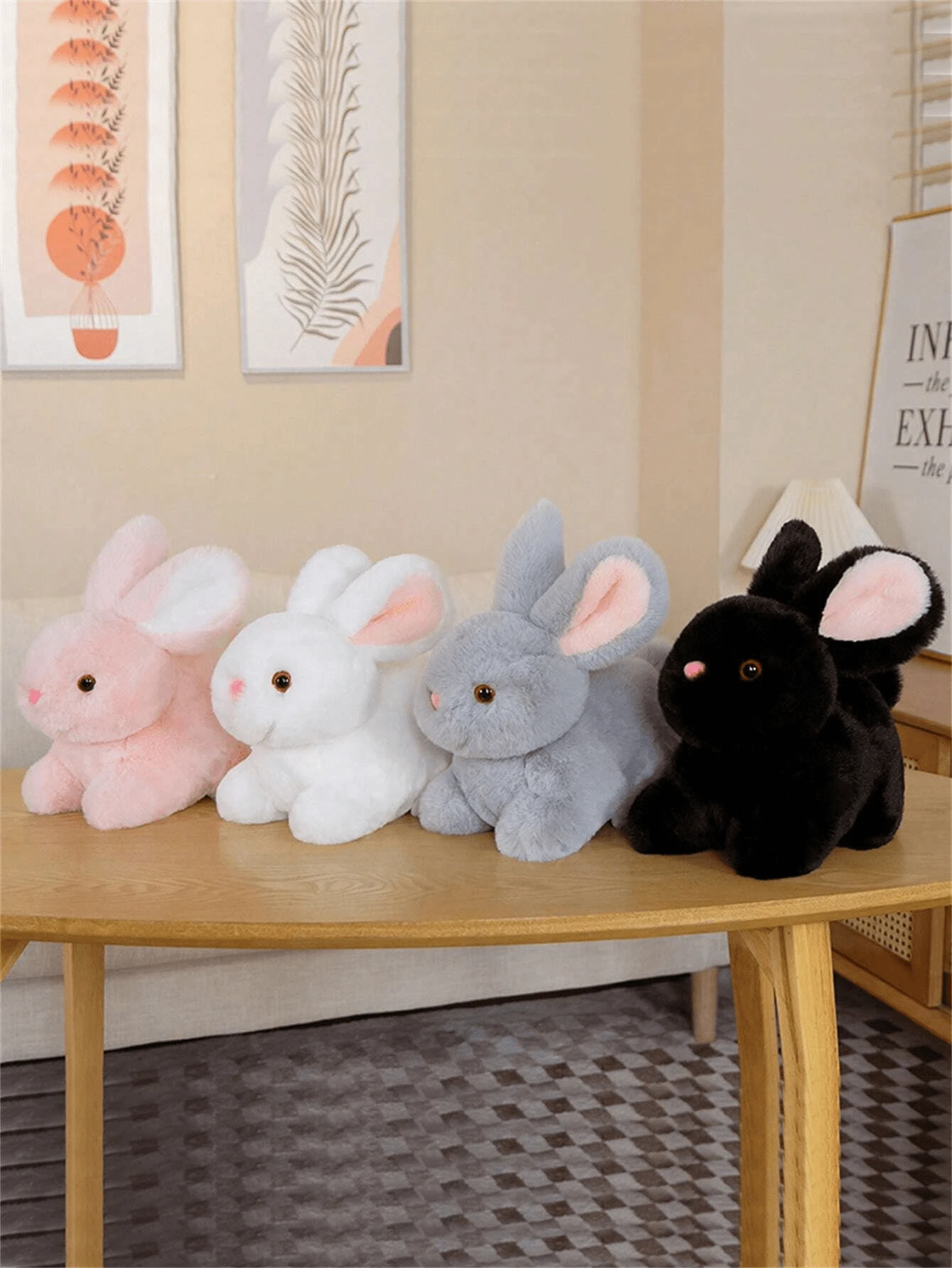 可爱兔子毛绒公仔 陪睡毛绒动物玩偶 生日礼物 毛绒动物包包挂件 钥匙扣 - 彩色 - 查看 1