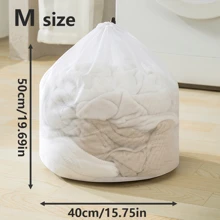 超大抽绳洗衣袋，厚网眼储物袋/洗衣袋，粗/细网眼可防止缠结和变形，保护衣物、内衣、连衣裙、上衣、裤子、牛仔裤、鞋子、枕头、床上用品、包袋，适用于家庭、酒店、商用洗衣机连衣裙裤子鞋子牛仔裤靴子裙子、春季、极简主义、夏季上衣 - 白色 - 查看 17