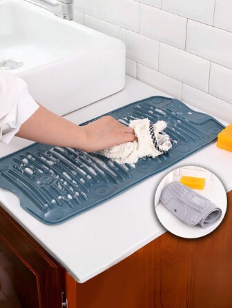 1 buc. Tabla de spălat pliabilă din silicon, potrivită pentru spălarea rufelor de mână, design anti-alunecare cu ventuză multifuncțională, curățare convenabilă a rufelor