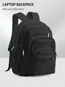 Large College Bookbag Travel Laptop Backpack Fits 14-15.6 Inch Notebook, Laptop Backpack 15-17 Inch For Women Men, Lightweight Durable School Bookbag 15.6" Computer Bag Outdoor Hiking Backpacks With Multifunction Pockets, Daypack Backpack With Laptop Compartment For Work Business And College, Waterproof Casual Schoolbag Book Bag School Backpack, Back To School Gifts For Boys And Girls, The New And Old Versions Are Shipped Out Randomly. - Black - View 2