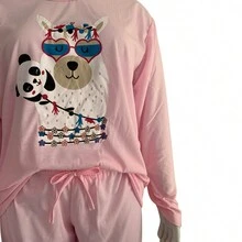 Plus Size Pajama Sets - 淺粉色 - 查看 10