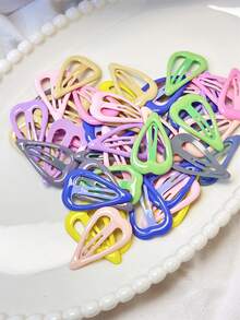 50个混色心形发夹，侧夹式儿童发饰，颜色随机 - 彩色 - 查看 6