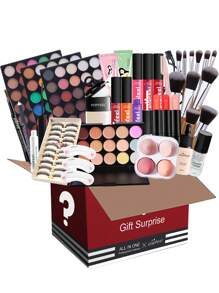 Holiday Valentine's Day Surprise Makeup Gift Box, Including Eyeshadow, Lip Gloss, Lipstick, Concealer Palette, Makeup Tools, False Eyelashes, Makeup Brush