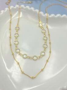 KIT 2 Choker Colar de bola Tifanny delicado + Colar Com bolinhas transparentes  banhado a prata 925a ouro 18K