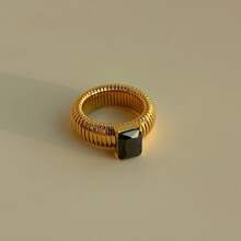 Nhẫn Cubic Zirconia nhiều màu sắc mới dành cho nữ Nhẫn kim loại mờ vuông dày phong cách cổ điển trang sức ngón trỏ cá nhân hóa Quà tặng cho các cô gái Hip Hop - Nhẫn - Xem 22
