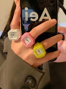 A Vintage Mini Creative Niche Design Digital Watch Gift Clock Watch Couple Ring