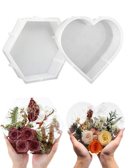 1/2 件大号六角心形树脂硅胶模具 DIY 书枕水晶滴胶艺术工艺品模具家居装饰首饰模具自制礼品模具