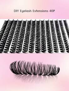 Asiteo 280 Pcs 40D DIY Eyelashes Natural  Extension Thick Volume Individual Cluster Lashes And Brush Tools, Lash Clusters Kit - Multicolor - View 2