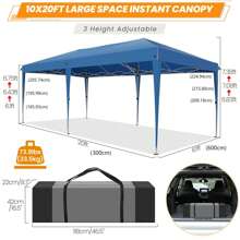 Gazebo 3x6 With Side Walls, Folding Pavilion 3x6 Waterproof, Stable, Winterproof With Bag With Wheels, 4 Sandbags, Easy To Set Up Folding Tent For Outdoor Party, Garden, Event - 藍色 - 查看 4
