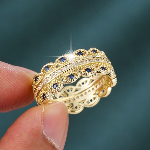 1 peça Anel Feminino com Design de Ferradura Elegante e Incrustado com Zircônia Cúbica