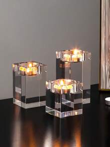 Crystal Candle Holders Clear Tea Light Candle Holders Square Candle Stand Glass Votive Candlestick Holders Centerpiece Table Decorations For Wedding Dining Living Room,Gifts Birthday Graduation