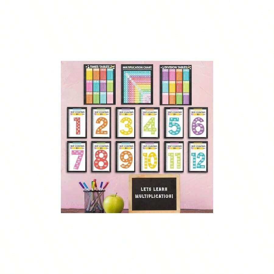 9 colorful multiplication chart poster for wall multiplication poster
