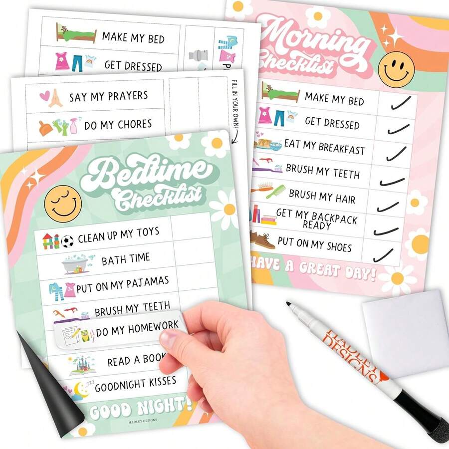 Retro Daily Schedule For Kids Schedule Board For Home - Reward Chart ...