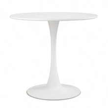 31.5"H White Tulip Table Mid-Century Dining Table With Round MDF Table Top, Pedestal Dining Table, End Table Leisure Coffee Table - 白色 - 查看 2