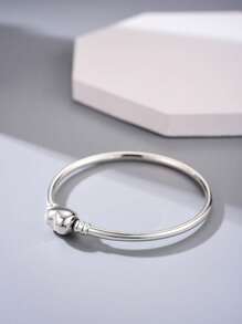 1Pc Elegant 16-22CM Real 925 Sterling Silver Bead Snake Bone Bracelet For Women Girlfriend Gift Fine Ladies Jewellery - Silver - View 2