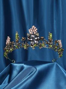 Baroque Vintage Gold Crystal Floral Beaded Headpiece Rhinestone Queen Crown Wedding Hair Accessory Luxury Headband - Multicolor - View 4