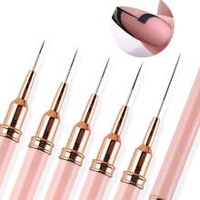 5 Pcs Set Nail Art Brushes, Nail Art Painting Pen Set, Size 7 9 11 15 25 Nail Design Brushes, Paint Drawing Liner Nail Art Tools, Suitable For Beginners And Professional Nail Art Pink Nail Art Painting Pen - Pink - View 2